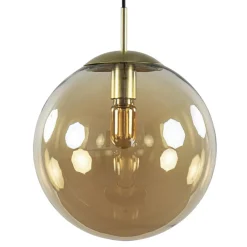 Straluma Amber glazen hanglamp 30 cm met messing en zwart> Woonkamerlampen|Slaapkamerlampen