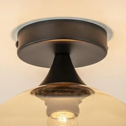 Straluma Amber glazen plafondlamp 25 cm met zwart><noscript><img width=