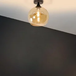 Straluma Amber glazen plafondlamp 25 cm met zwart><noscript><img width=