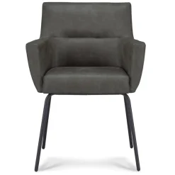 Straluma Armstoel Microleder Bull antraciet met zwarte poot> Eetkamerstoelen