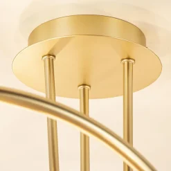 Straluma Art Deco plafondlamp goud met smoke en amber glas></noscript> Plafondlampen|Woonkamerlampen