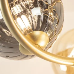 Straluma Art Deco plafondlamp goud met smoke en amber glas></noscript> Plafondlampen|Woonkamerlampen