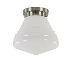 Straluma Art Deco plafondlamp staal met wit gl.> Plafonnières|Woonkamerlampen