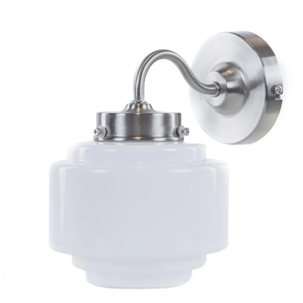 Straluma Art Deco wandlamp staal met wit glas> Woonkamerlampen|Slaapkamerlampen