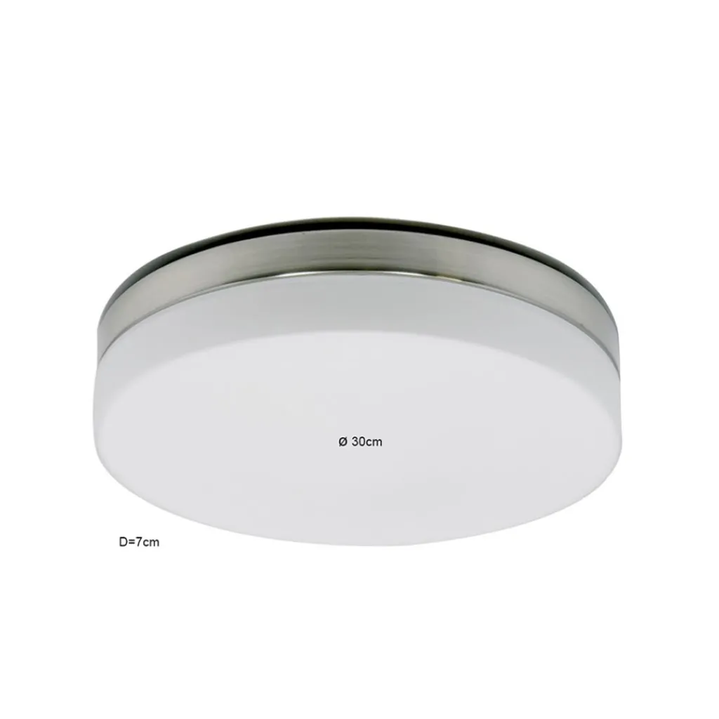 Straluma Badkamer plafonnière staal met wit glas> Plafonnières|Keukenverlichting