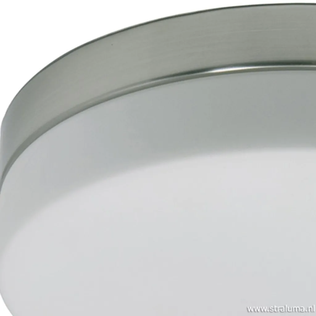 Straluma Badkamer plafonnière staal met wit glas> Plafonnières|Keukenverlichting