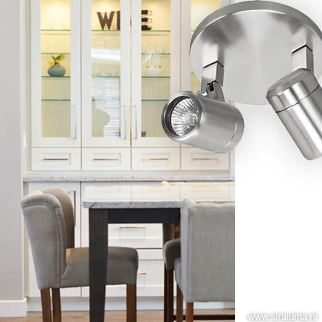 Straluma Badkamerlamp Rain 2 lichts nikkel IP44> Opbouwspots|Keukenverlichting