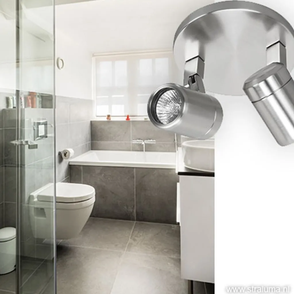 Straluma Badkamerlamp Rain 2 lichts nikkel IP44> Opbouwspots|Keukenverlichting
