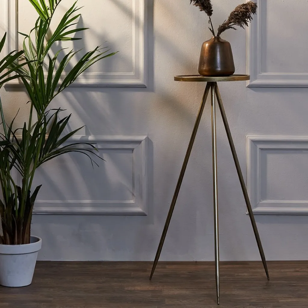 Straluma Bijzettafel Envira antiek goud Ø35x98,5 cm> Light and Living|Bijzettafels