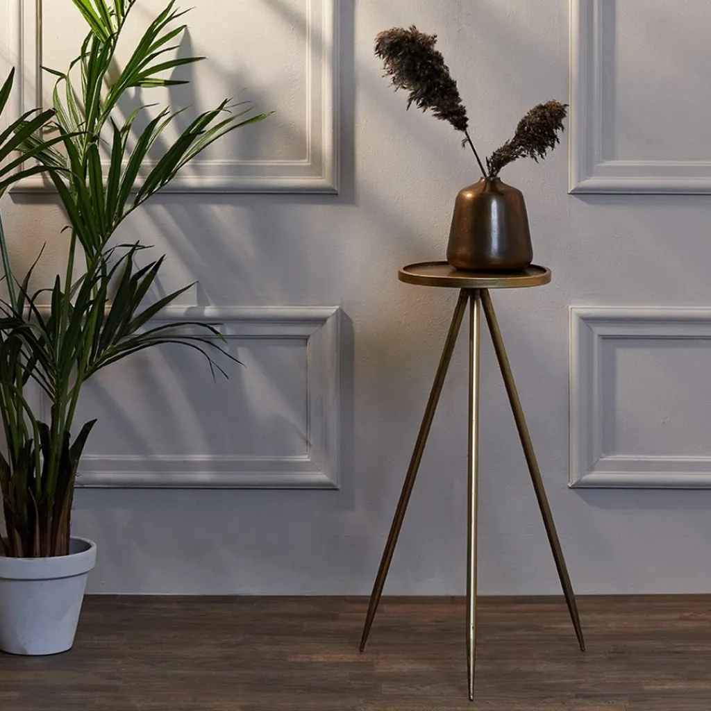 Straluma Bijzettafel Envira antiek goud Ø30x80.5 cm> Light and Living|Bijzettafels