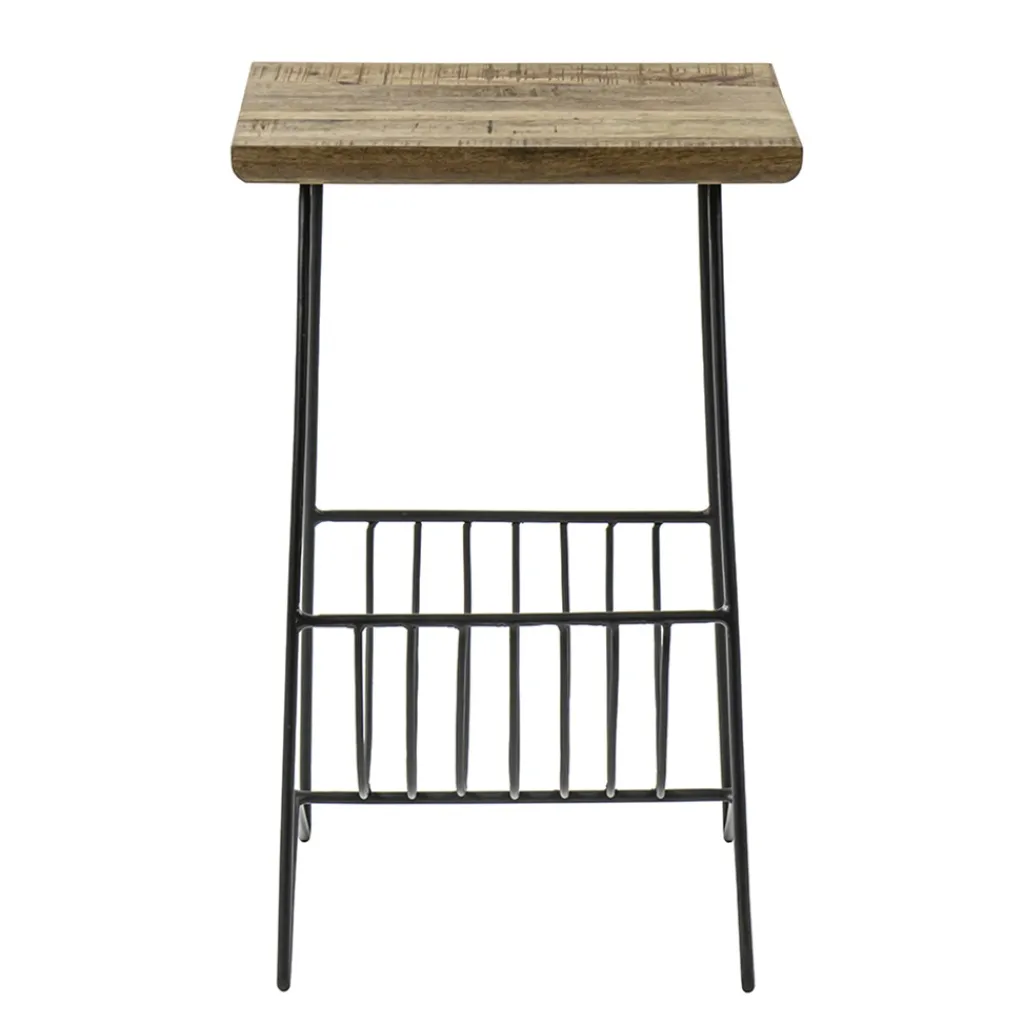 Straluma Bijzettafel mango hout met tijdschriftenrek> Bijzettafels