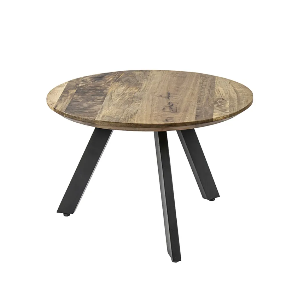 Straluma Bijzettafel rond mangohout met zwart staal 60 cm> Bijzettafels|Salontafels
