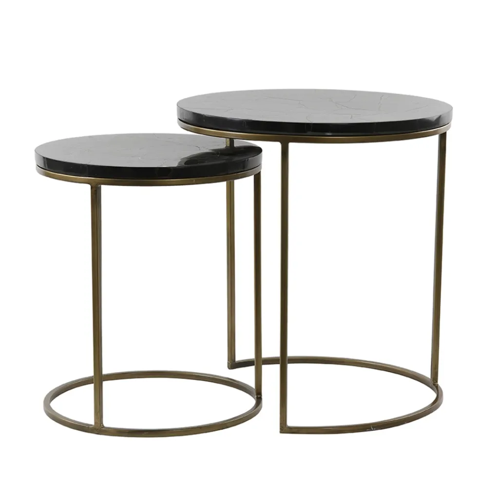 Straluma Bijzettafel Sobrina set van 2 zwart/antiek brons> Light and Living|Bijzettafels