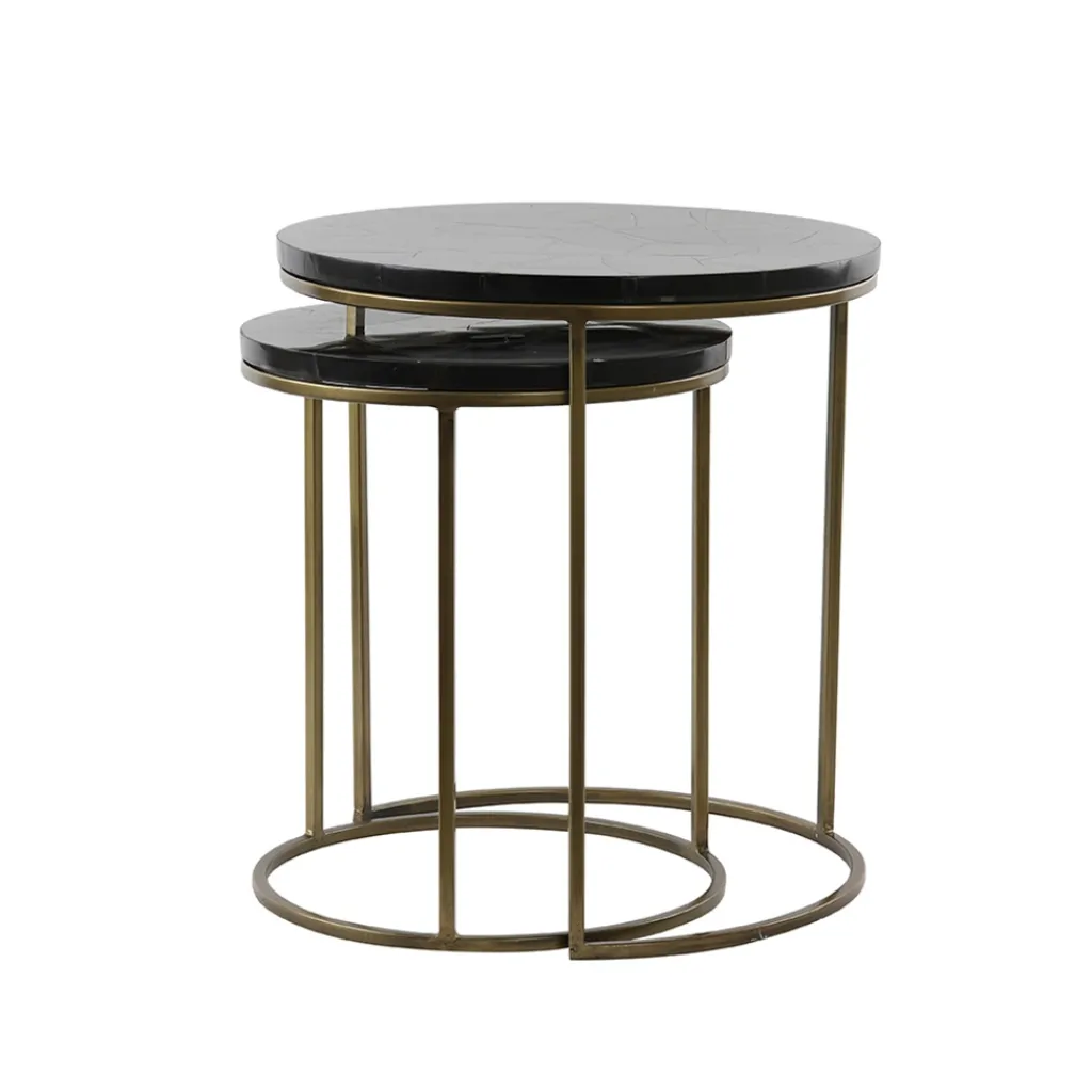 Straluma Bijzettafel Sobrina set van 2 zwart/antiek brons> Light and Living|Bijzettafels