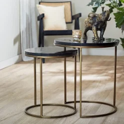 Straluma Bijzettafel Sobrina set van 2 zwart/antiek brons><noscript><img width=