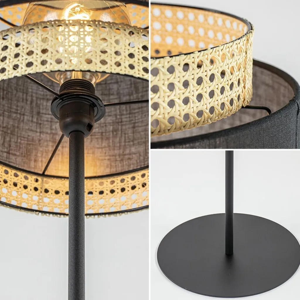 Straluma Boho vloerlamp mat zwart met webbing> Vloerlampen|Beach Verlichting
