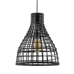 Straluma Botanische hanglamp Puerto rotan mat zwart> Light and Living|Keukenverlichting