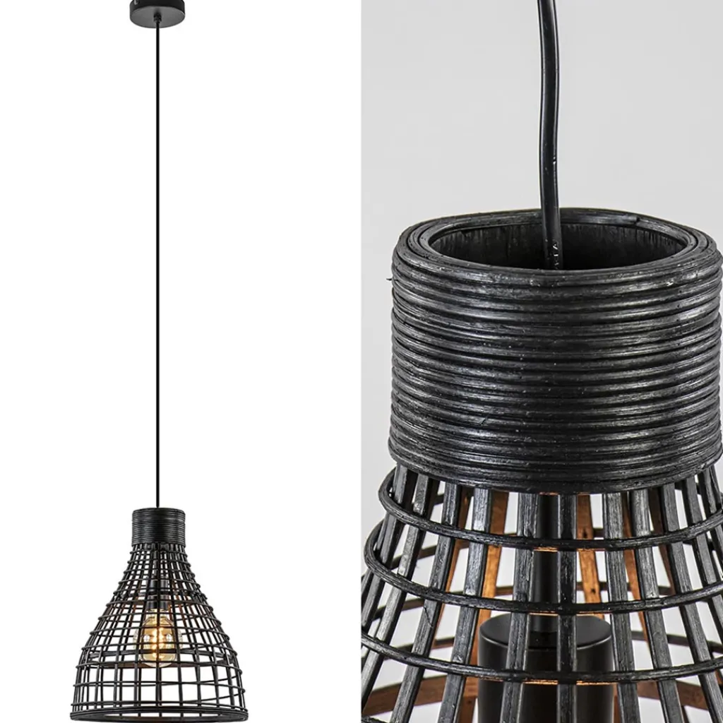 Straluma Botanische hanglamp Puerto rotan mat zwart> Light and Living|Keukenverlichting