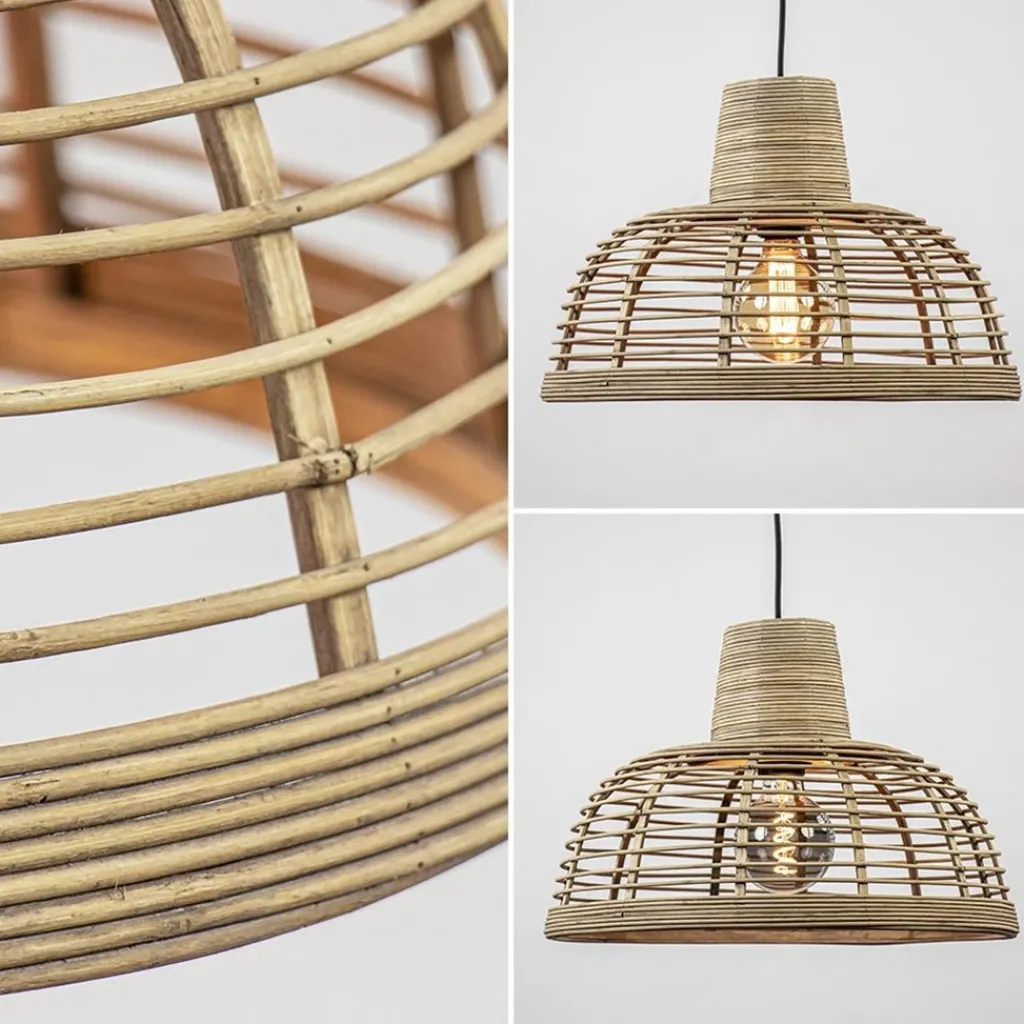 Straluma Botanische hanglamp rotan met mat zwart> Woonkamerlampen|Slaapkamerlampen