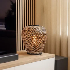 Straluma Botanische tafellamp bamboe met zwart><noscript><img width=