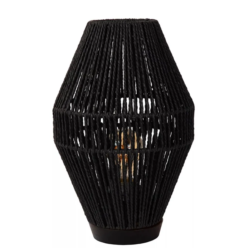 Straluma Botanische tafellamp gevlochten papier zwart> Tafellampen|Draadlampen