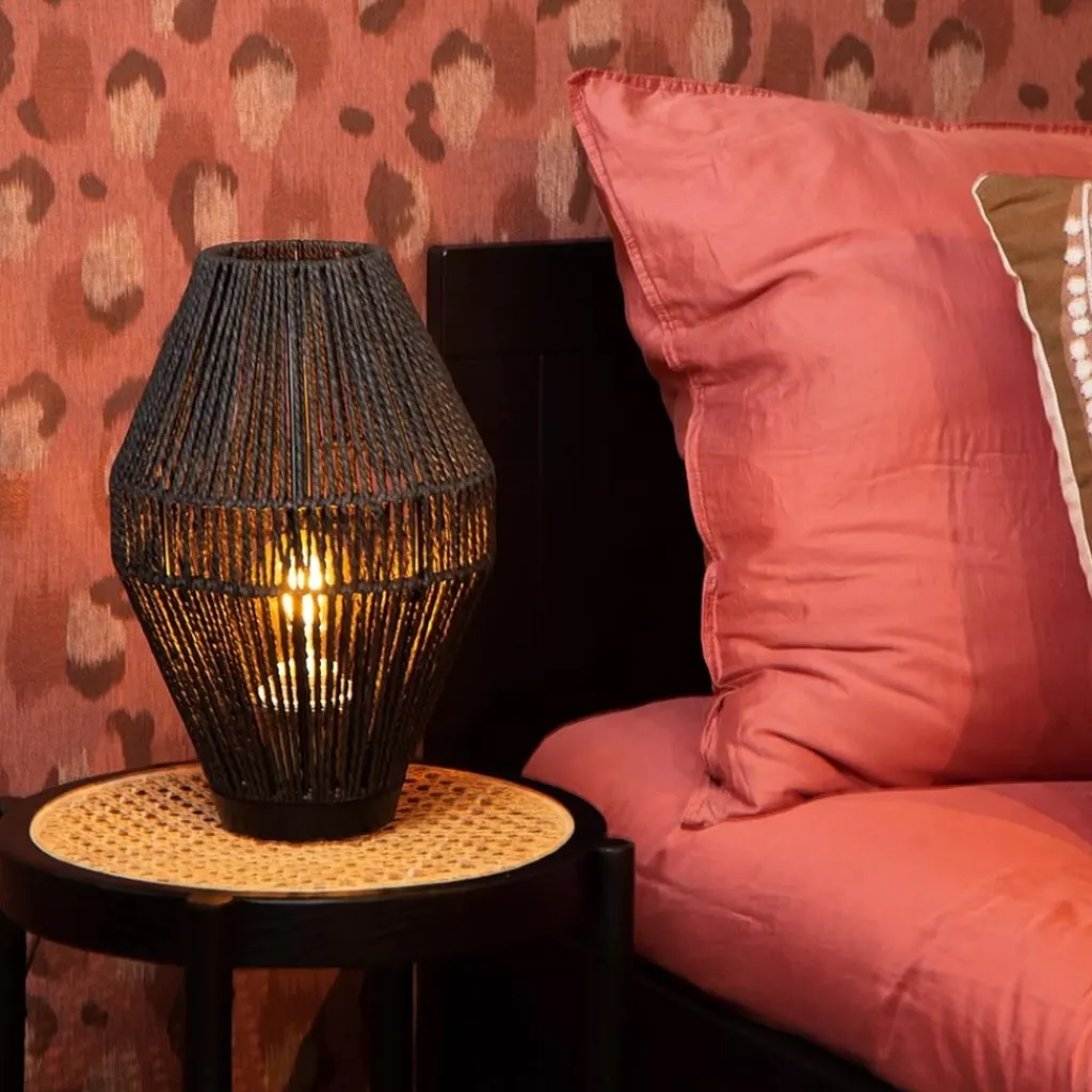 Straluma Botanische tafellamp gevlochten papier zwart> Tafellampen|Draadlampen