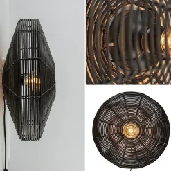 Straluma Botanische wandlamp Mataka donker bruin rotan L&L></noscript> Light and Living|Woonkamerlampen