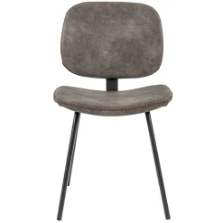 Straluma Bruine eetkamerstoel van imitatietleer met zwart onderstel> Eetkamerstoelen