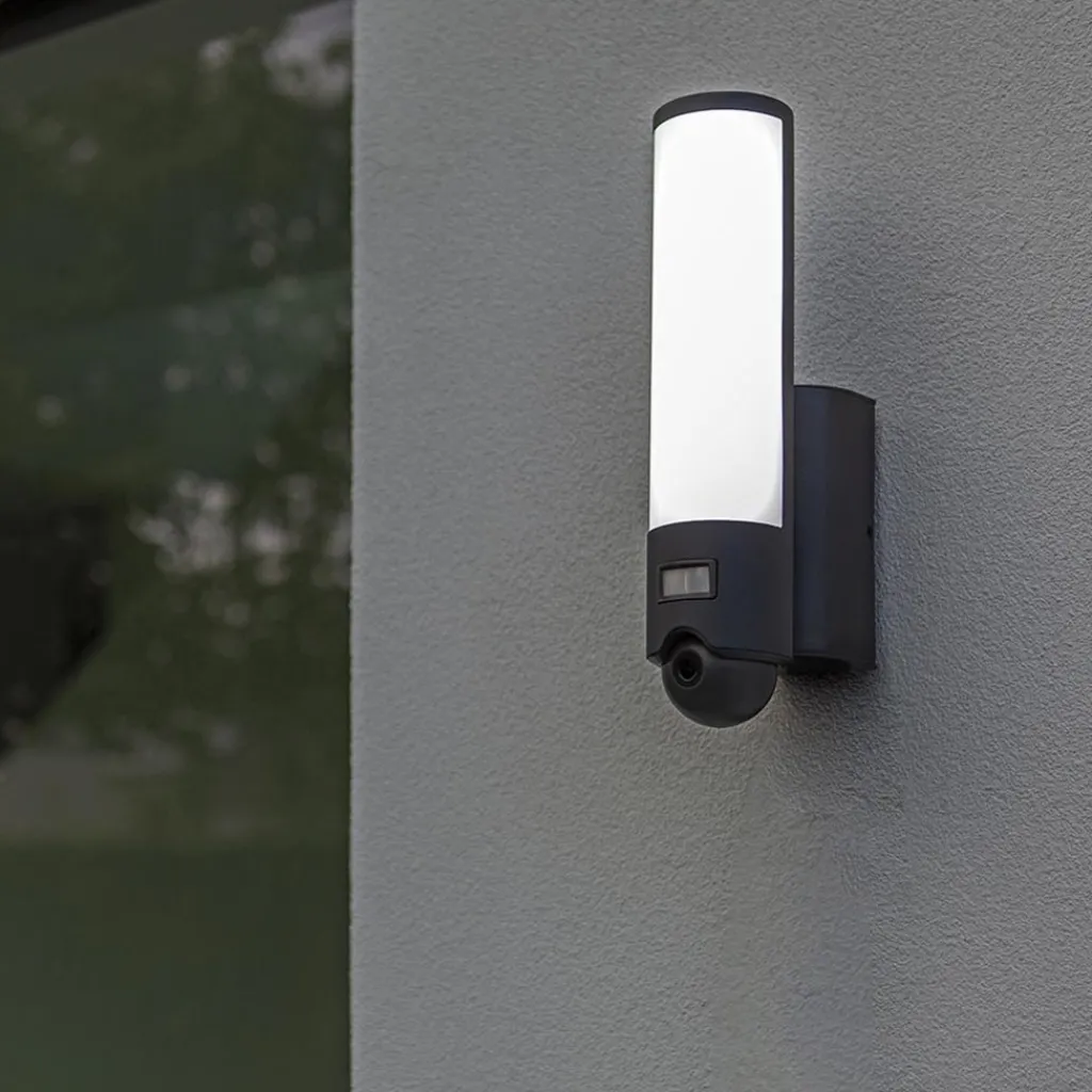 Straluma Buitenlamp cilinder donker grijs inclusief LED en camera> Wandlampen|Buitenlampen