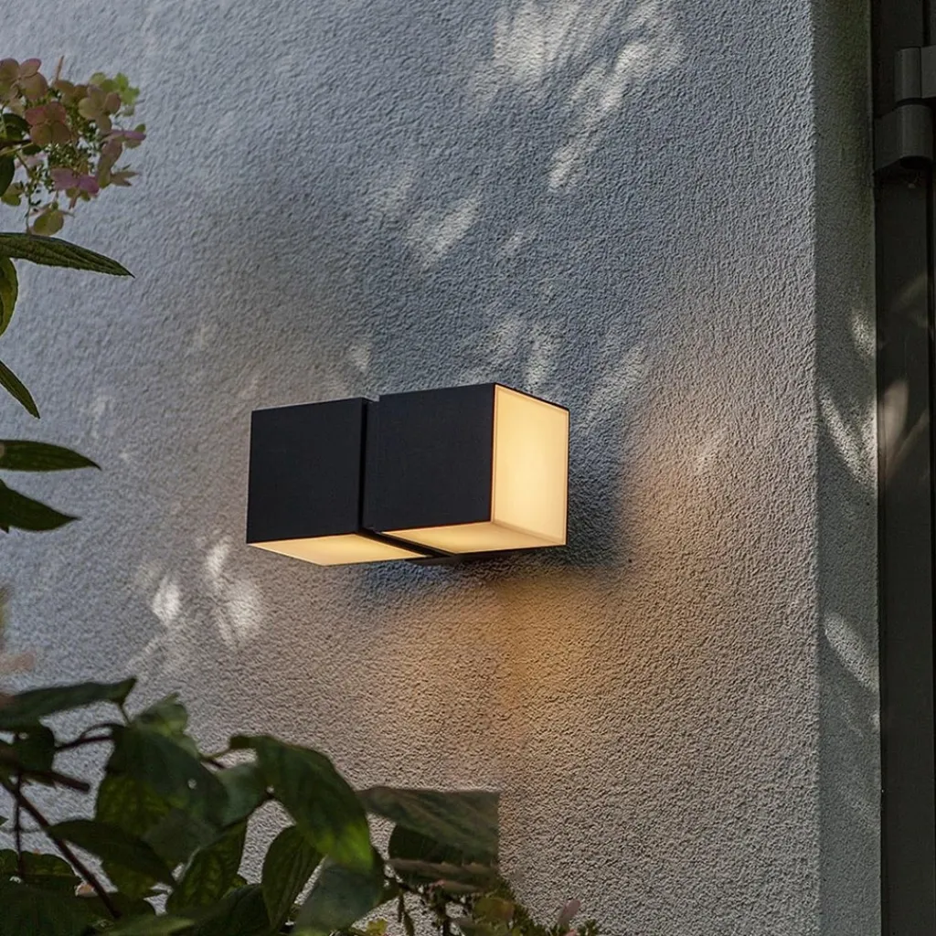 Straluma Buitenlamp Cuba double square zwart IP54> Wandlampen|Buitenlampen