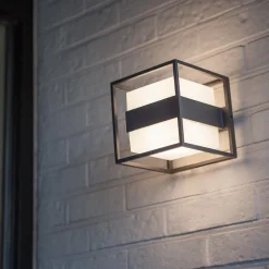 Straluma Buitenlamp kubus IP54 inclusief LED donker grijs></noscript> Buitenlampen|Wandlampen