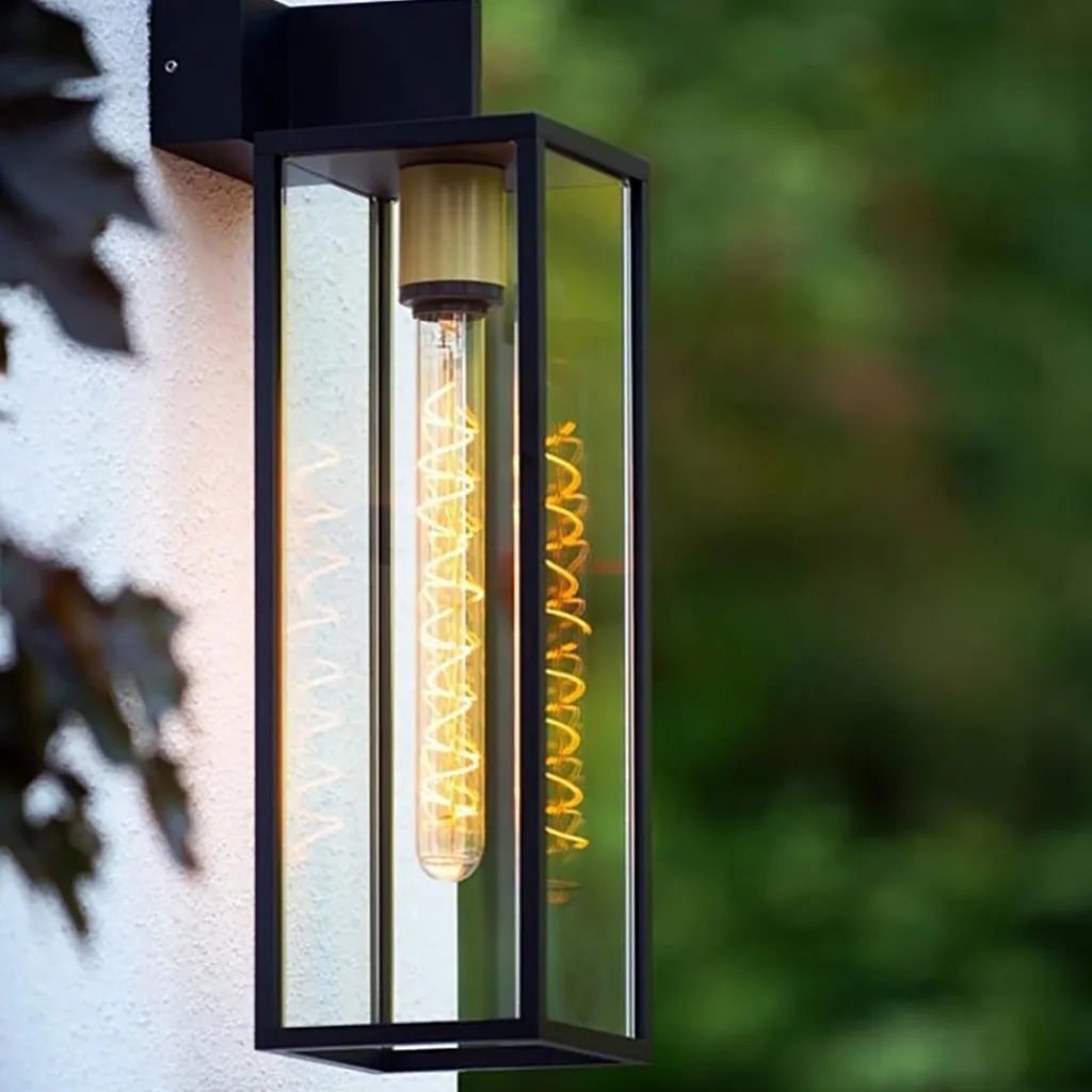 Straluma Buitenlamp lantaarn groot zwart/matgoud> Wandlampen|Buitenlampen