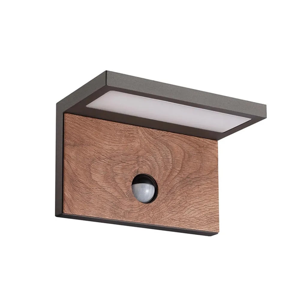 Straluma Buitenlamp Ruka antra/hout sensor IP54> Wandlampen|Buitenlampen