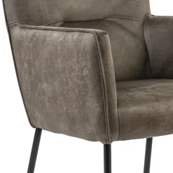 Straluma Bull lederen armstoel liver met wieltjes en zwarte poot><noscript><img width=