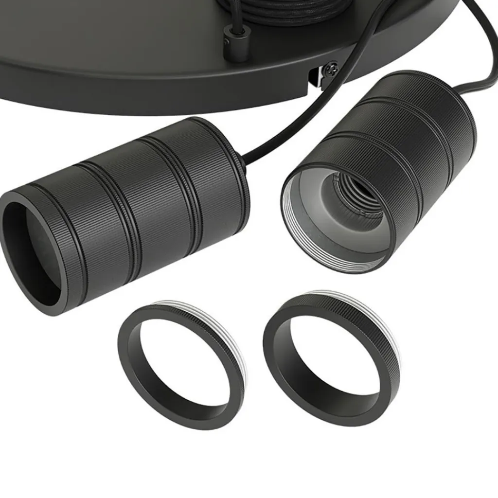 Straluma Calex 5-lichts retro pendels rond 50 cm zwart> Eettafellampen|Calex