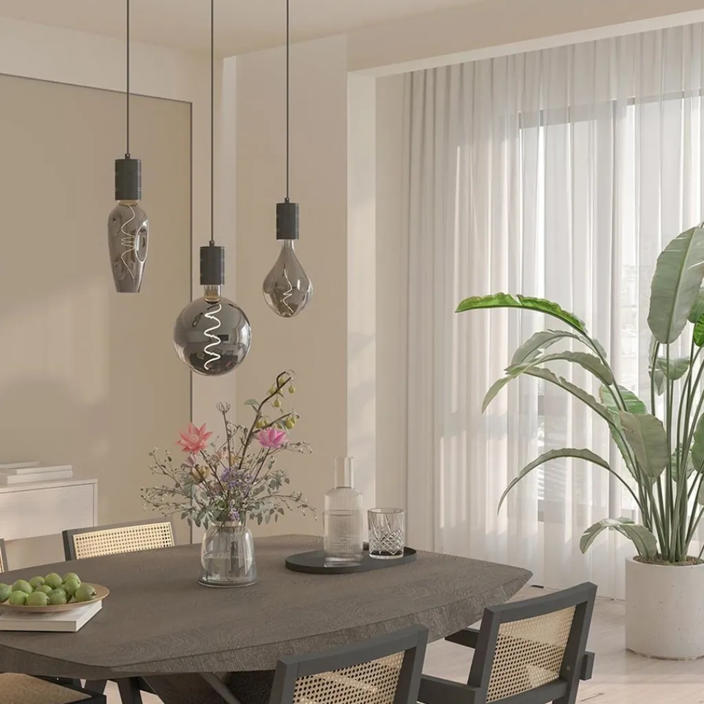 Straluma Calex multipendel 3-lichts balk E27 pendels zwart> Calex|Keukenverlichting