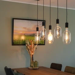 Straluma Calex multipendel plafondbalk 5-lichts E27 pendels zwart><noscript><img width=