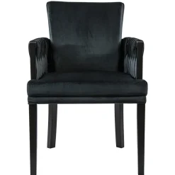 Straluma Chique armstoel zwart met sierlijke leuning en goud> Eetkamerstoelen