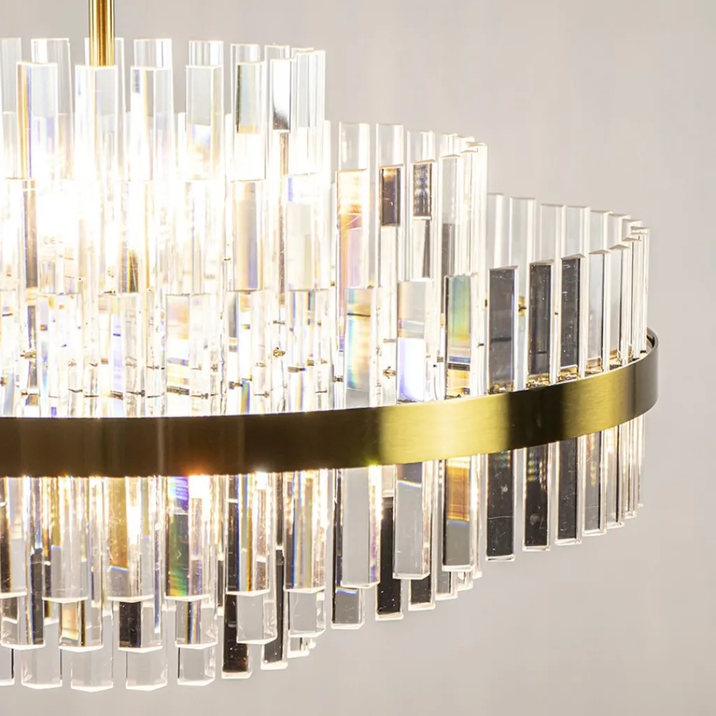 Straluma Chique hanglamp brushed brass met helder kristal> Hanglampen|Kroonluchters
