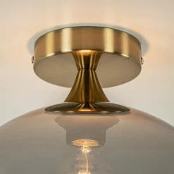 Straluma Chique plafondlamp goud met smoke/titanium glazen bol></noscript> Plafondlampen|Luxe Verlichting