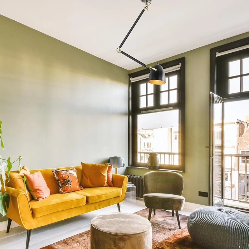 Straluma Chique plafondlamp zwart met goud verstelbaar> Eetkamerverlichting|Plafondlampen