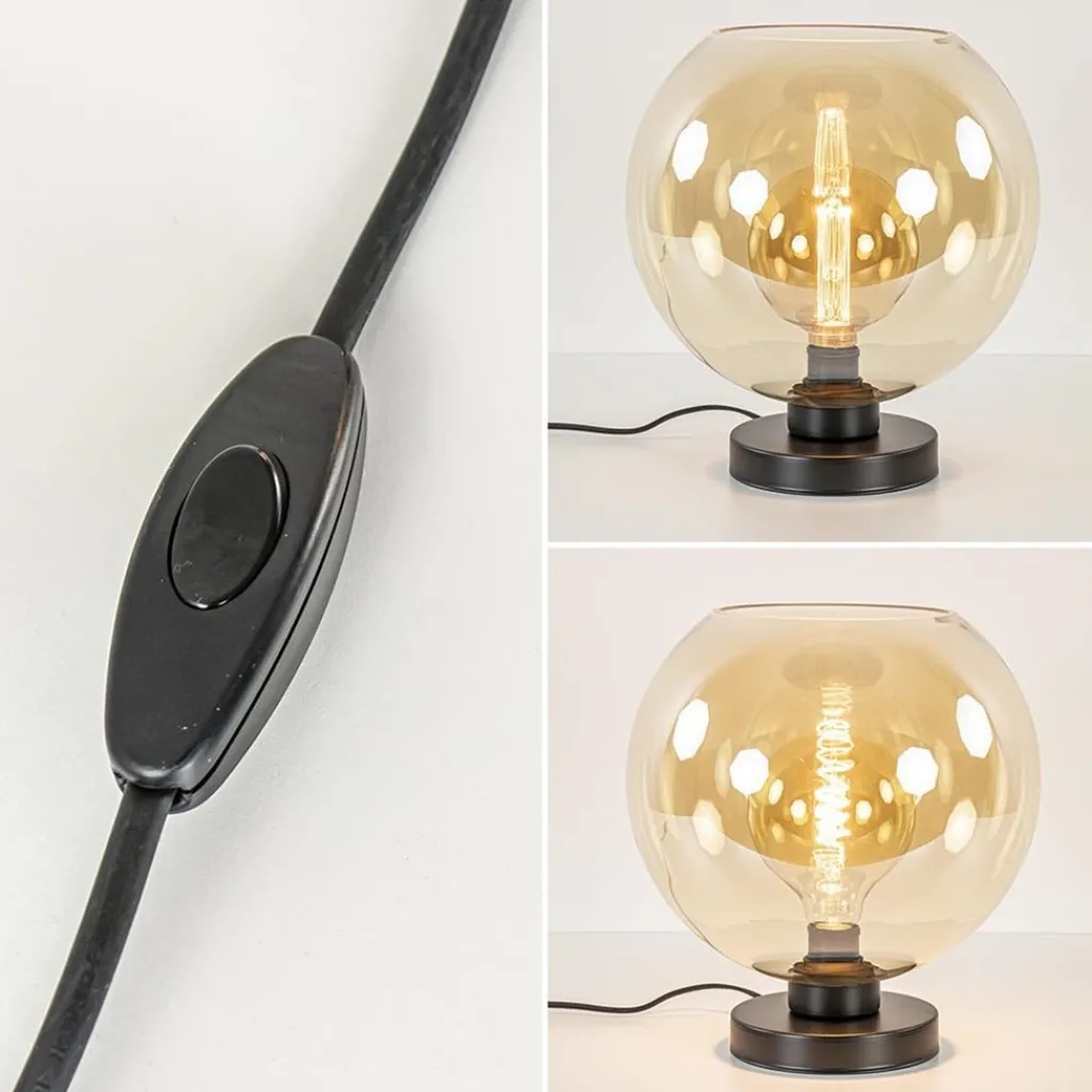 Straluma Chique tafellamp amber glazen bol 30 cm> Tafellampen|Klassieke Verlichting