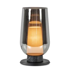 Straluma Chique tafellamp zwart marmer met smoke glazen kap> Tafellampen|Klassieke Verlichting
