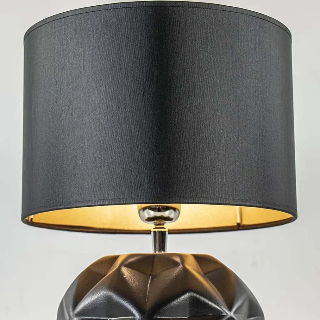 Straluma Chique tafellamp zwart met kap zwart/goud> Tafellampen|Schemerlampen