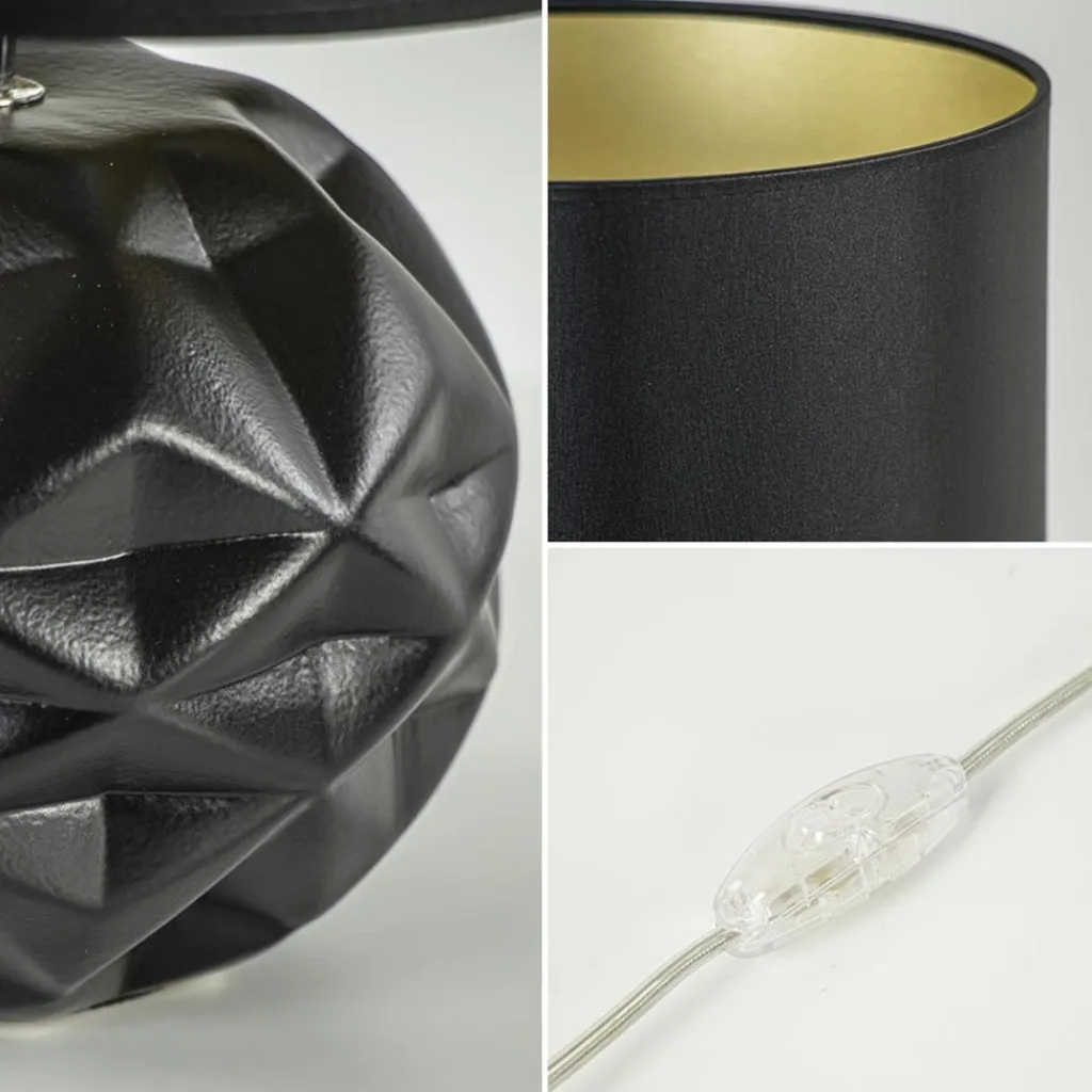 Straluma Chique tafellamp zwart met kap zwart/goud> Tafellampen|Schemerlampen