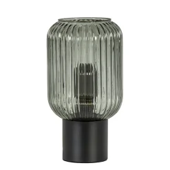 Straluma Chique tafellamp zwart met smal smoke glas> Woonkamerlampen|Slaapkamerlampen