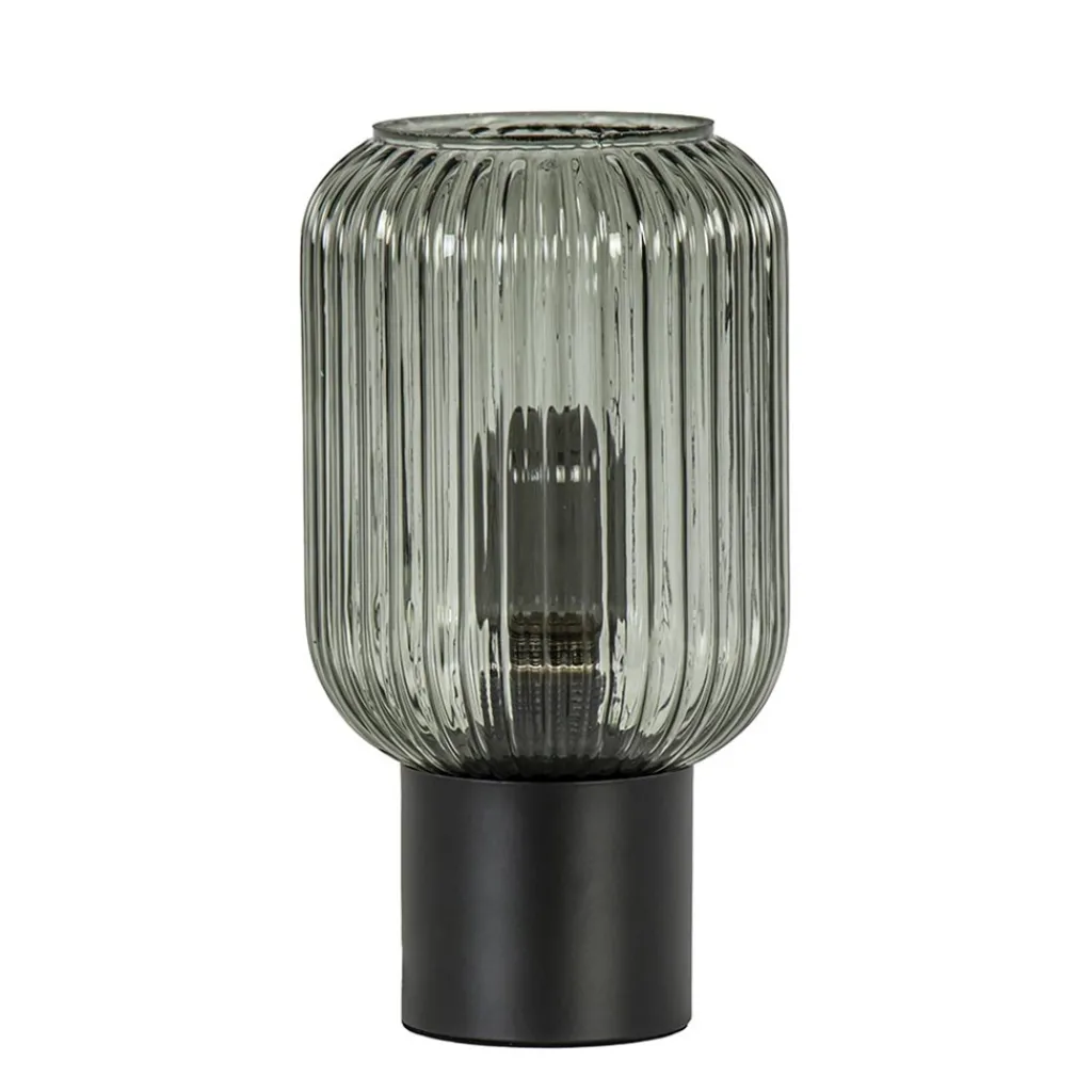 Straluma Chique tafellamp zwart met smal smoke glas> Woonkamerlampen|Slaapkamerlampen