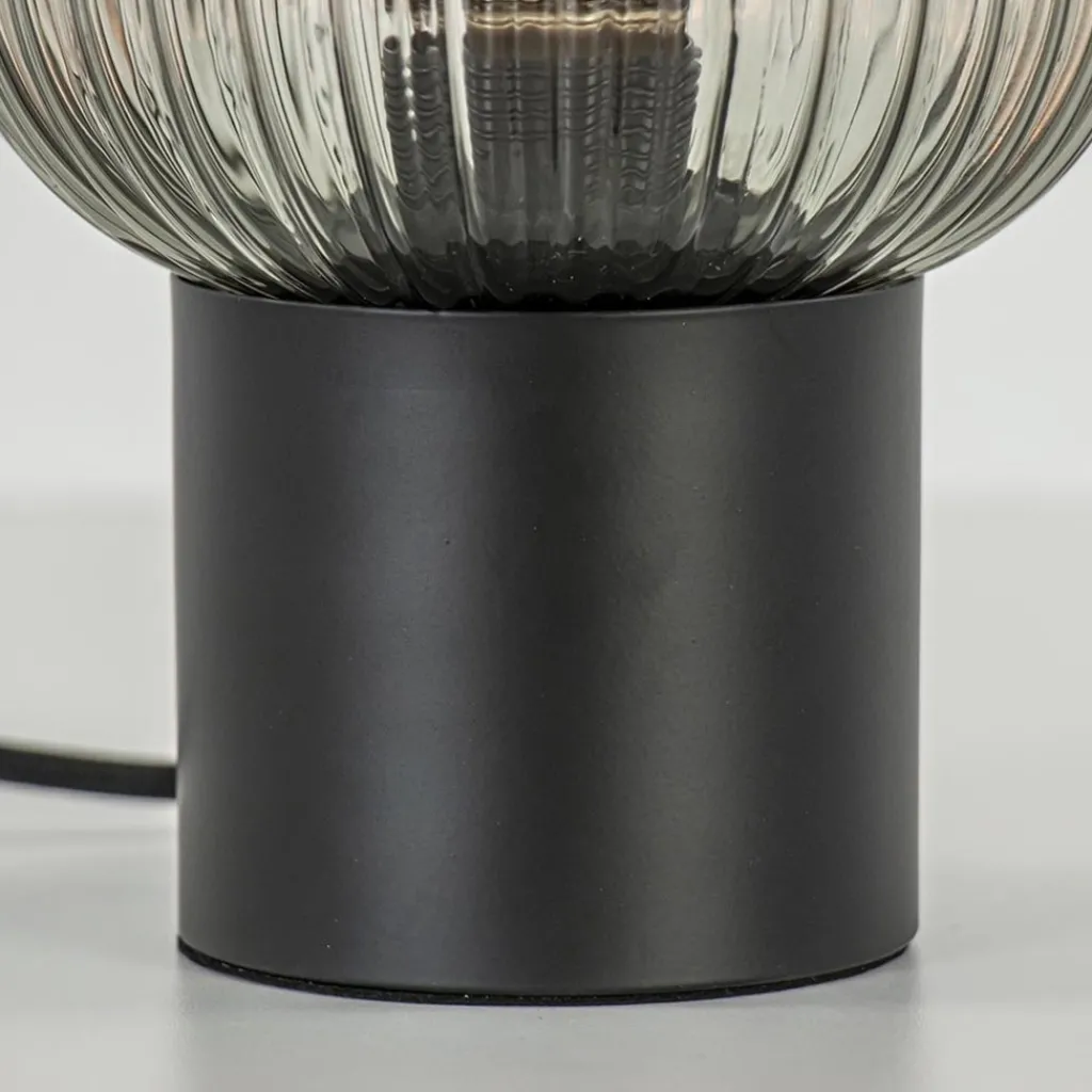 Straluma Chique tafellamp zwart met smal smoke glas> Woonkamerlampen|Slaapkamerlampen