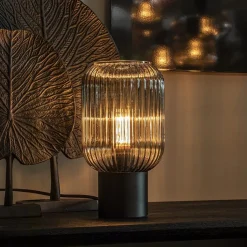 Straluma Chique tafellamp zwart met smal smoke glas><noscript><img width=