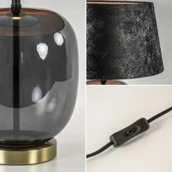 Straluma Chique tafellamp zwart/goud met kap><noscript><img width=